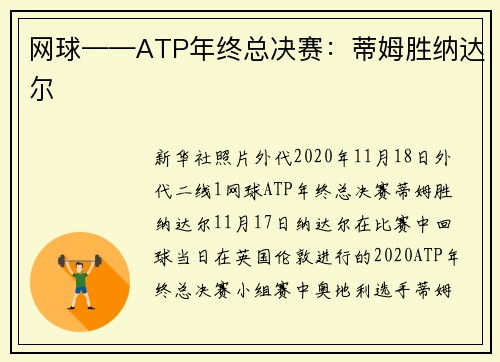 网球——ATP年终总决赛：蒂姆胜纳达尔